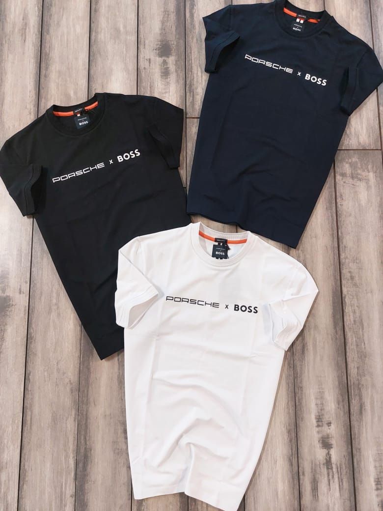 ​Boss x Porsche Premium Quality Cotton Round Neck Half Sleeve Men&#39;s T-shirt - 52 Pc