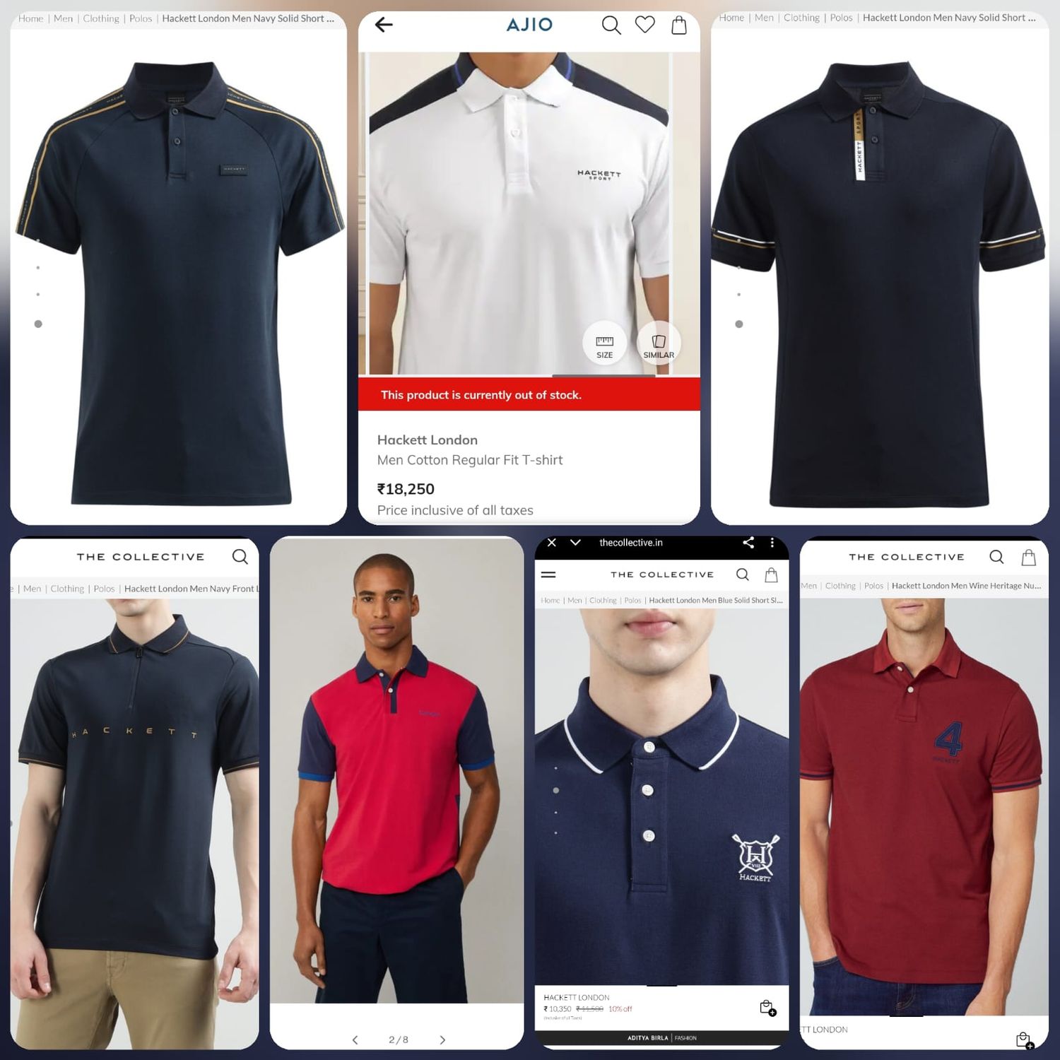 Hackett London Premium Quality Collar Neck Half Sleeve Men&#39;s Polo T-shirt - 61 Pc