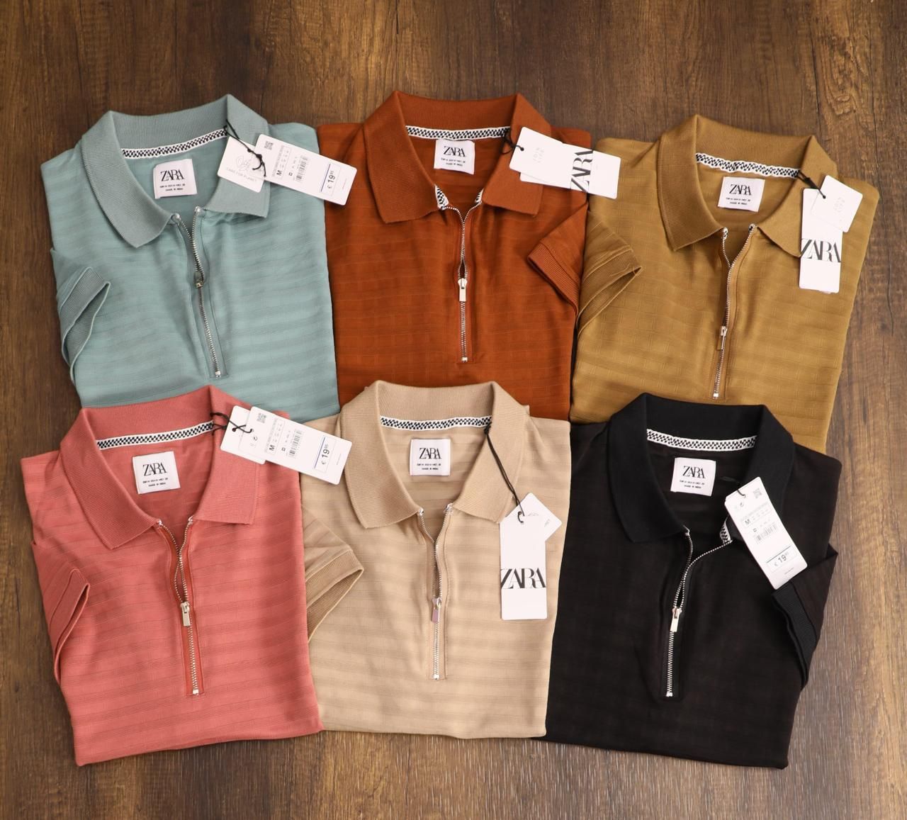 ​ZARA Premium Quality Collar Neck Half Sleeve Men&#39;s T-shirt - 28 Pc