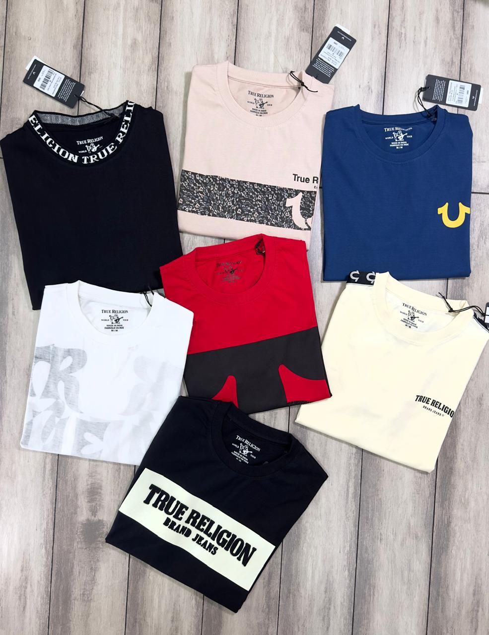​True Religion Premium Quality Cotton Round Neck Half Sleeve Men&#39;s T-shirt - 64 Pc