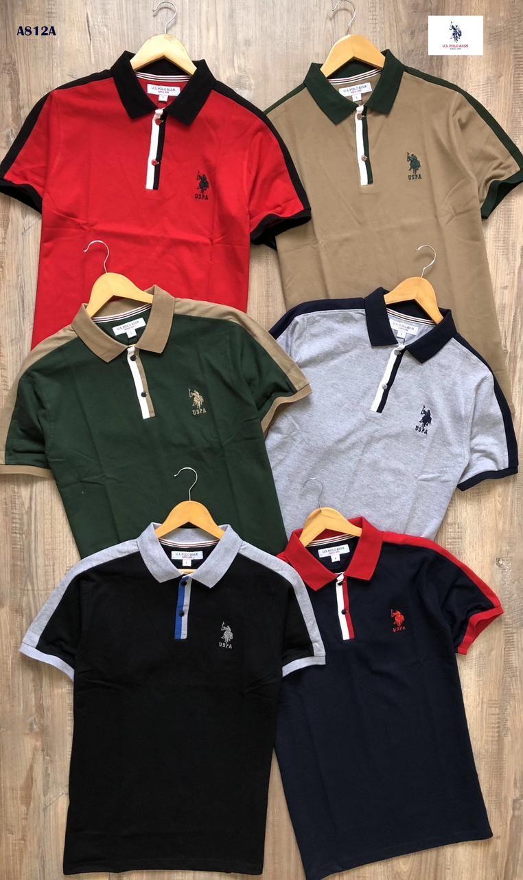 US POLO Premium Quality Cotton Collar Neck Half Sleeve Men&#39;s T-shirt - 54 Pc