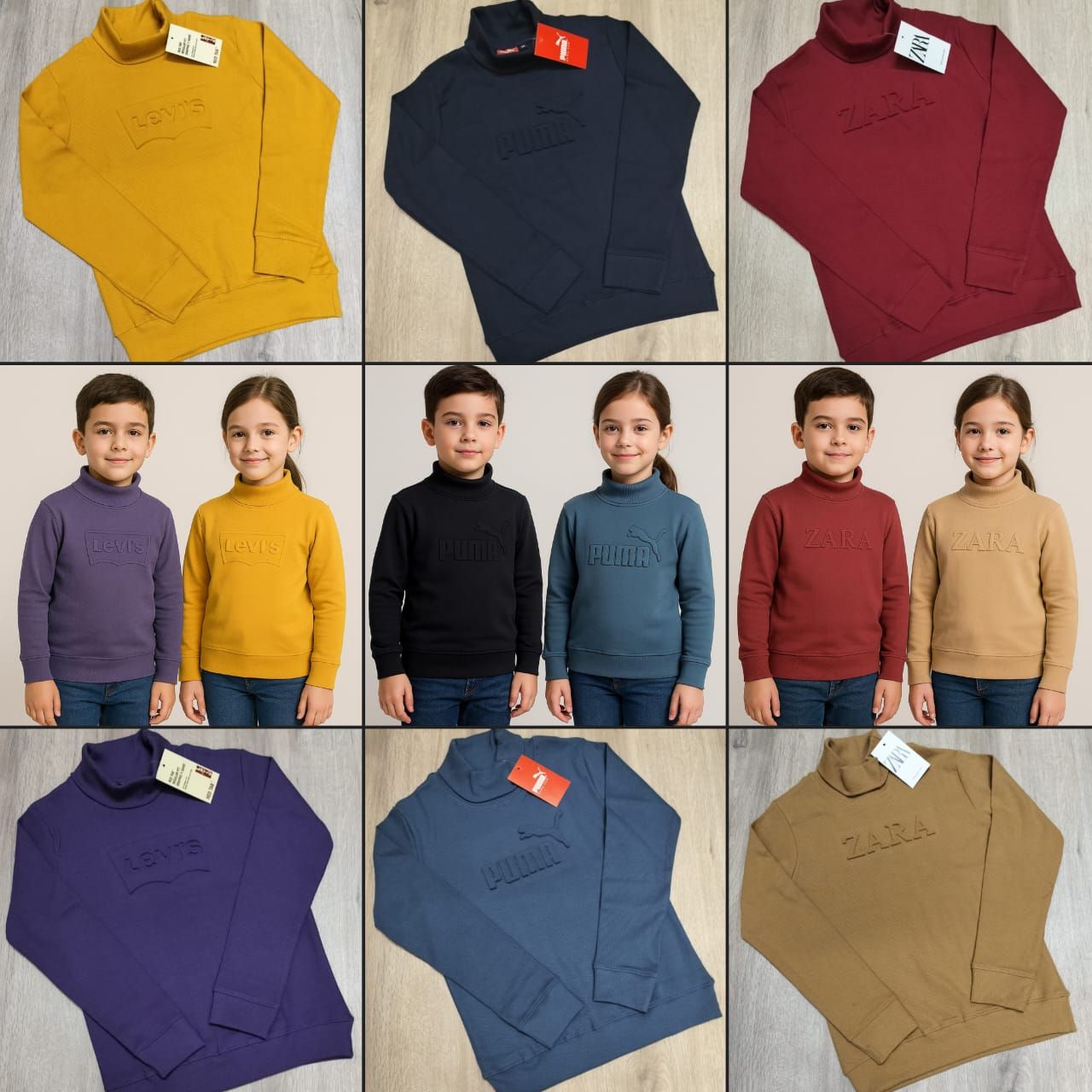 Mix Brand Premium Quality Cotton High Neck Full Sleeve Boy&#39;s &amp; Girl&#39;s Kids T-shirt - 41 Pc