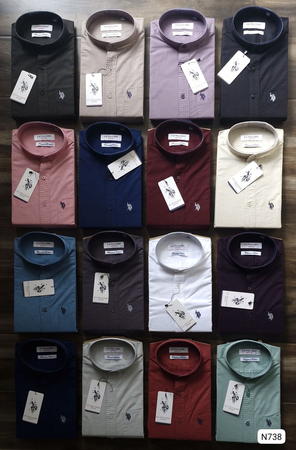 US POLO Premium Quality Cotton Linen Collar Neck Full Sleeve Men&#39;s Shirt - 68 Pc