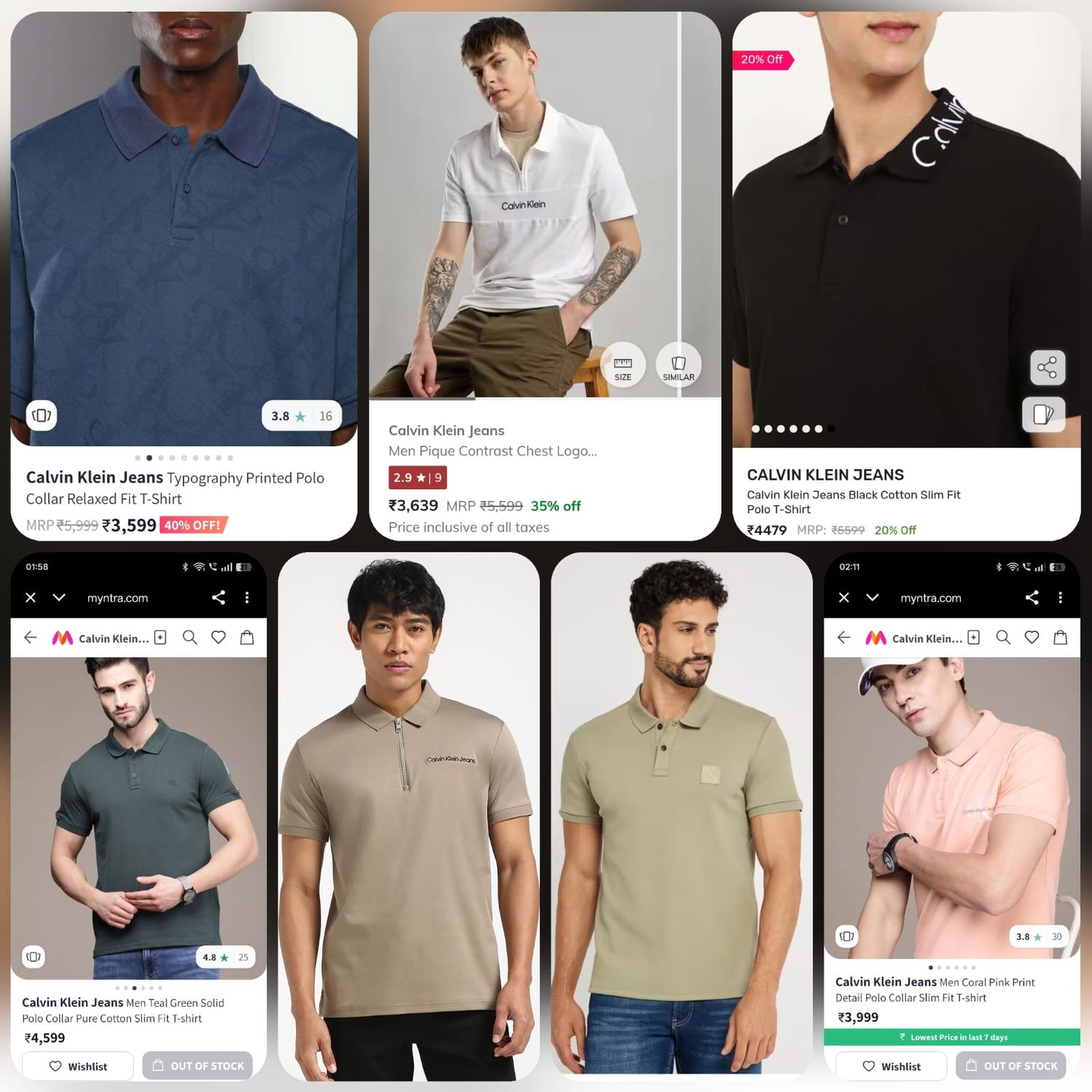 Calvin Klein Premium Quality Cotton Collar Neck Half Sleeve Men&#39;s T-shirt - 61 Pc