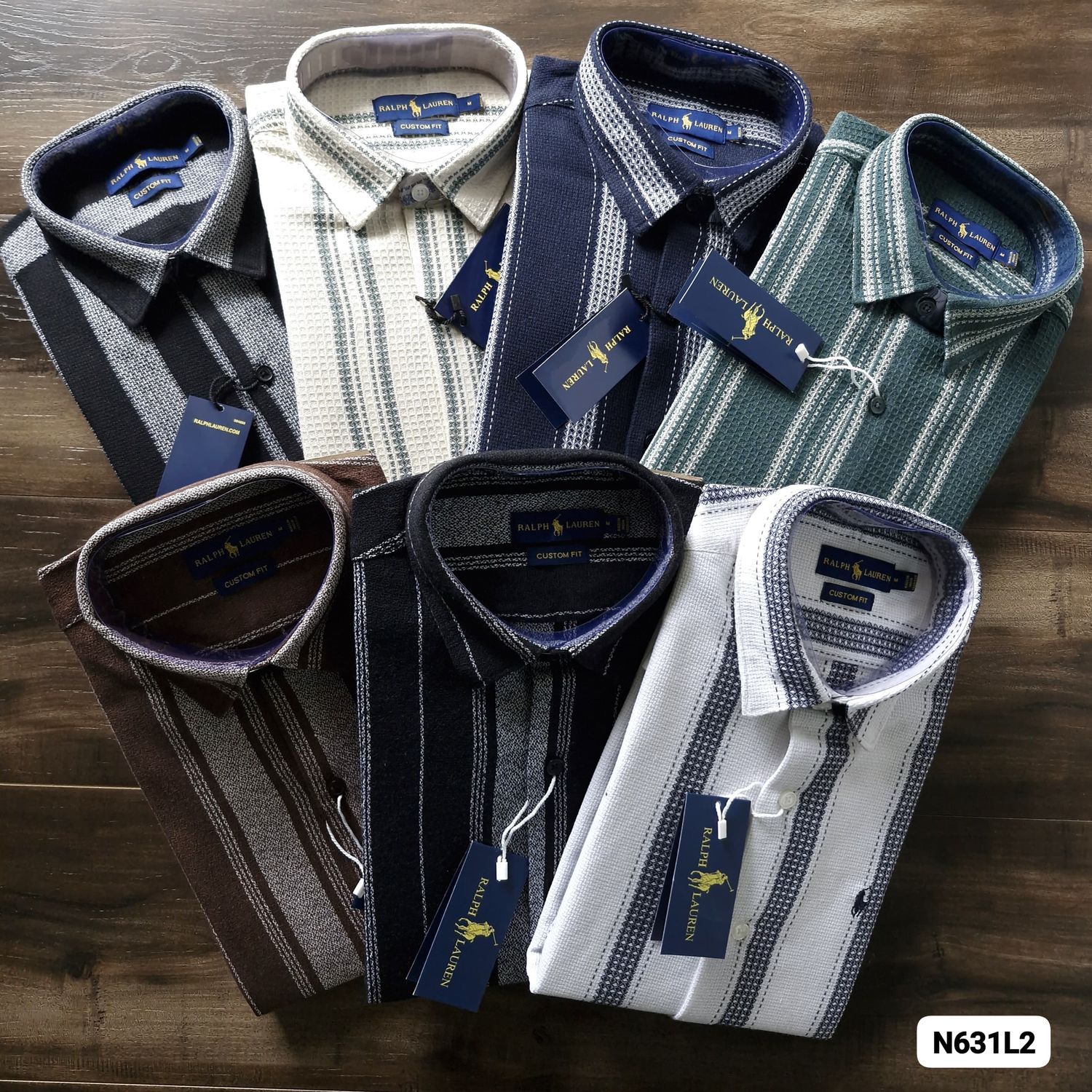 RL POLO Premium Quality Cotton Linen Collar Neck Full Sleeve Men&#39;s Shirt - 52 Pc