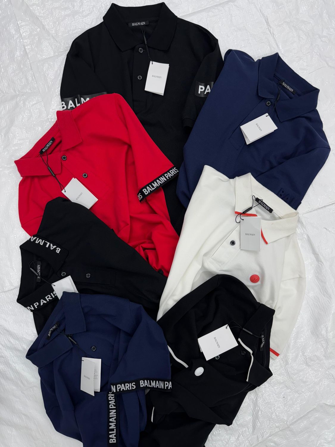 ​Balmain Paris Premium Quality 4way Lycra Collar Neck Half Sleeve Men&#39;s T-shirt - 60 Pc