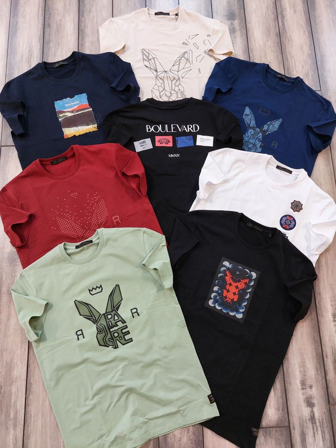 ​Rare Rabbit Premium Quality Cotton Round Neck Half Sleeve Men&#39;s T-shirt - 68 Pc