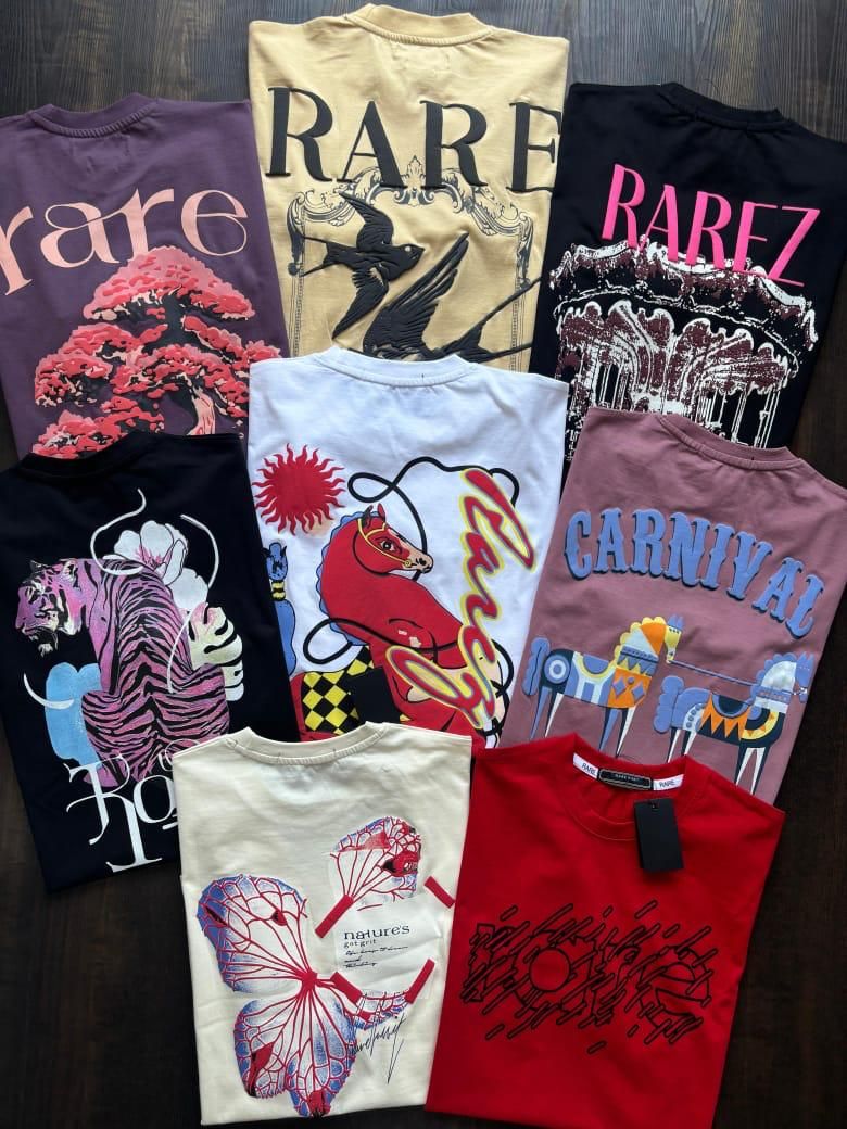 ​Rare Rabbit Premium Quality Oversized Drop Shoulder Crew Neck Half Sleeve Men&#39;s T-shirt - 70 Pc