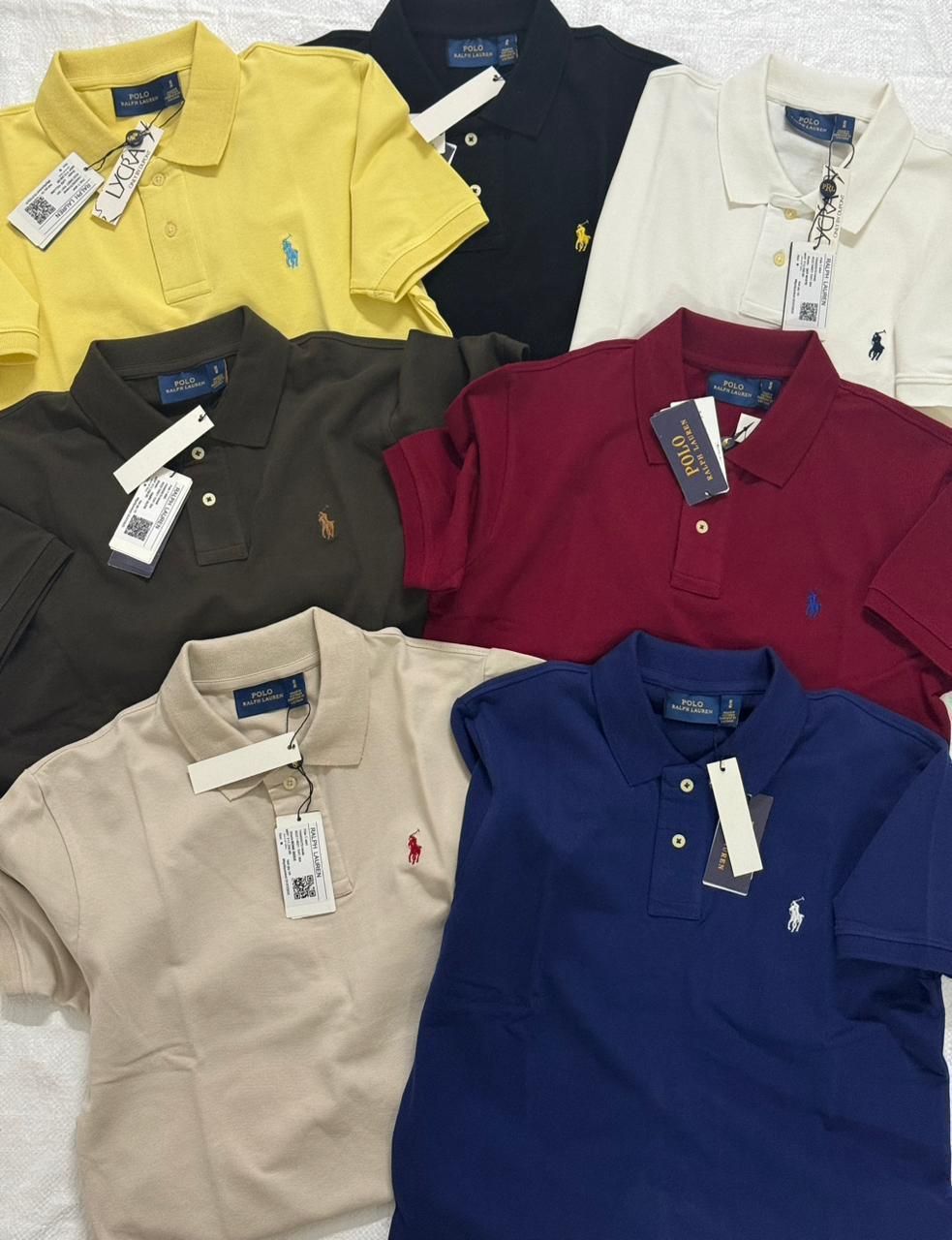 RL POLO Premium Quality Lycra Collar Neck Half Sleeve Men&#39;s T-shirt - 52 Pc