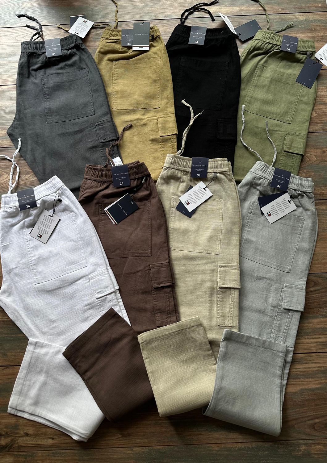 ​TOMMY HILFIGER Premium Quality Linen Stretchable Cargo Style Men&#39;s Cargo Pant - 61 Pc
