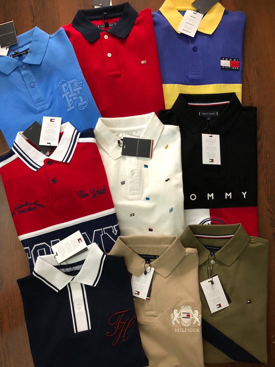 ​Tommy Hilfiger Premium Quality Lycra Collar Neck Half Sleeve Men&#39;s T-shirt - 75 Pc