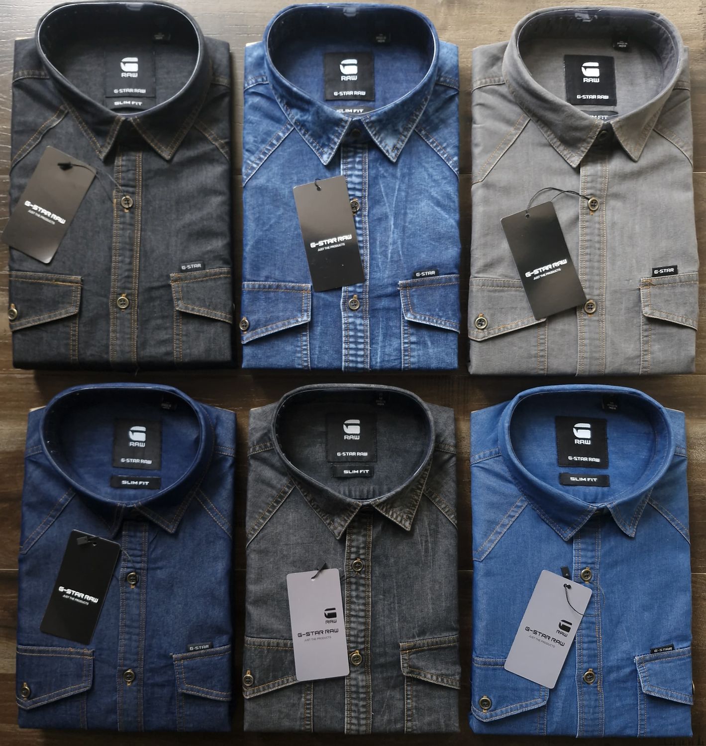 G-STAR RAW Premium Quality Cotton Full Sleeve Men&#39;s Denim Shirt - 56 Pc