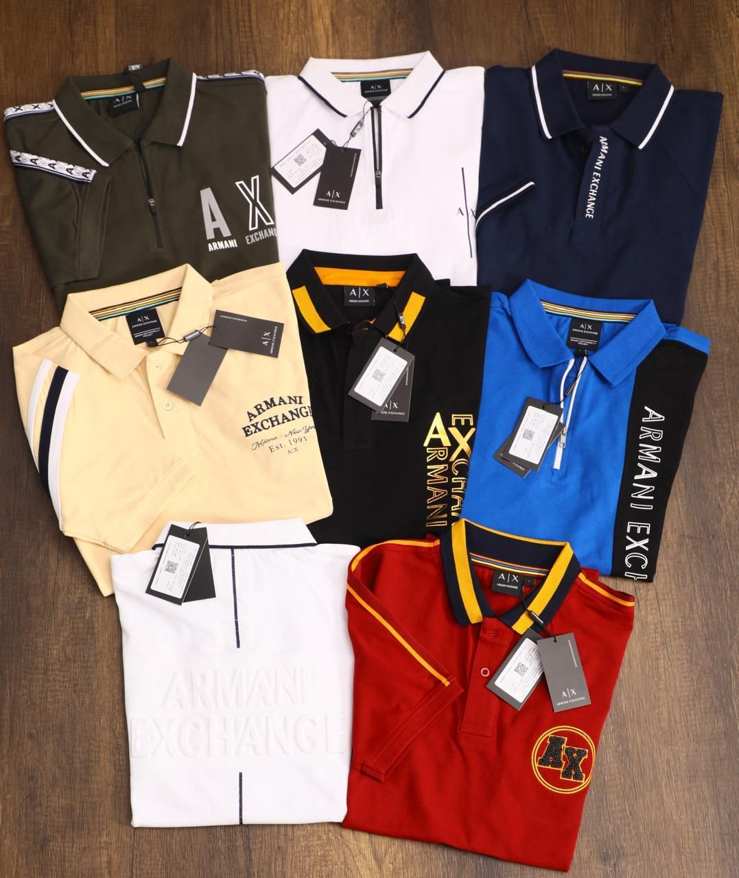 ​ARMANI EXCHANGE Premium Quality Cotton Collar Neck Half Sleeve Men&#39;s Polo T-shirt - 47 Pc