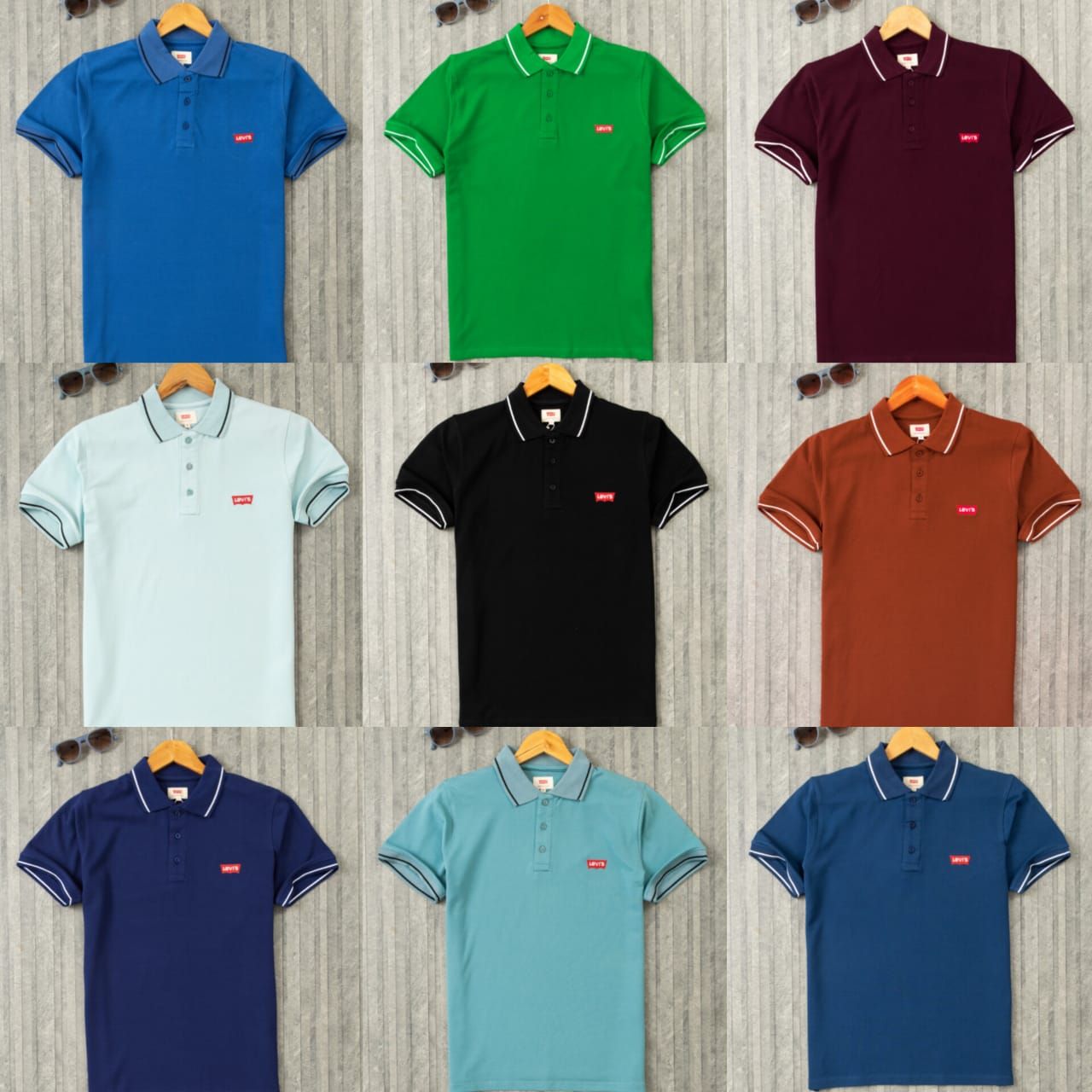 LEVIS Premium Quality Cotton Collar Neck Half Sleeve Men&#39;s T-shirt - 40 Pc