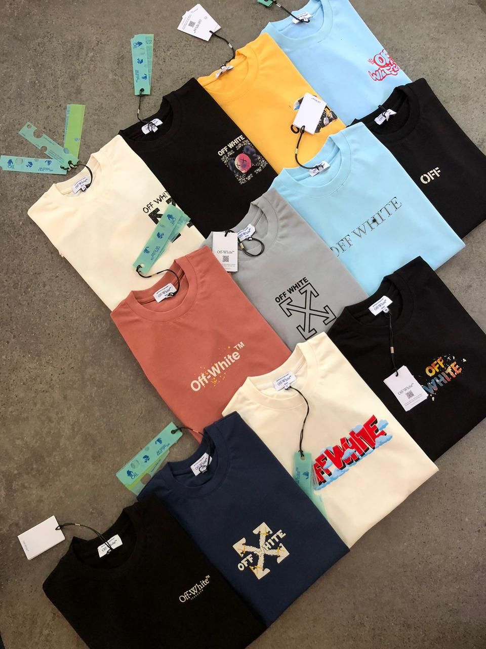​Off white crews Heavy print Round Neck Half Sleeve Men&#39;s T-shirt - 55 pc