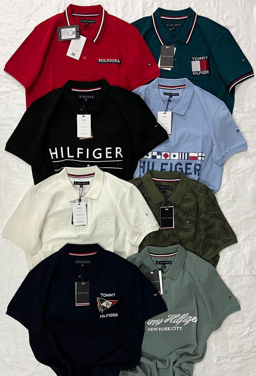 ​TOMMY HILFIGER Premium Quality Cotton Collar Neck Half Sleeve Men&#39;s T-shirt - 60 Pc