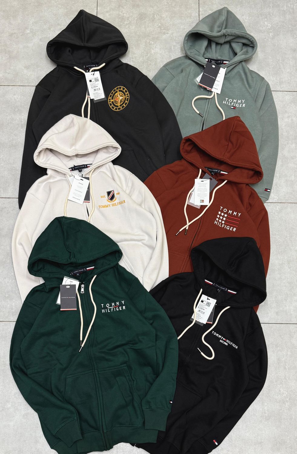 ​TOMMY HILFIGER Premium Quality Cotton Full Sleeve Open Zipper Men&#39;s Hoodies - 27 Pc