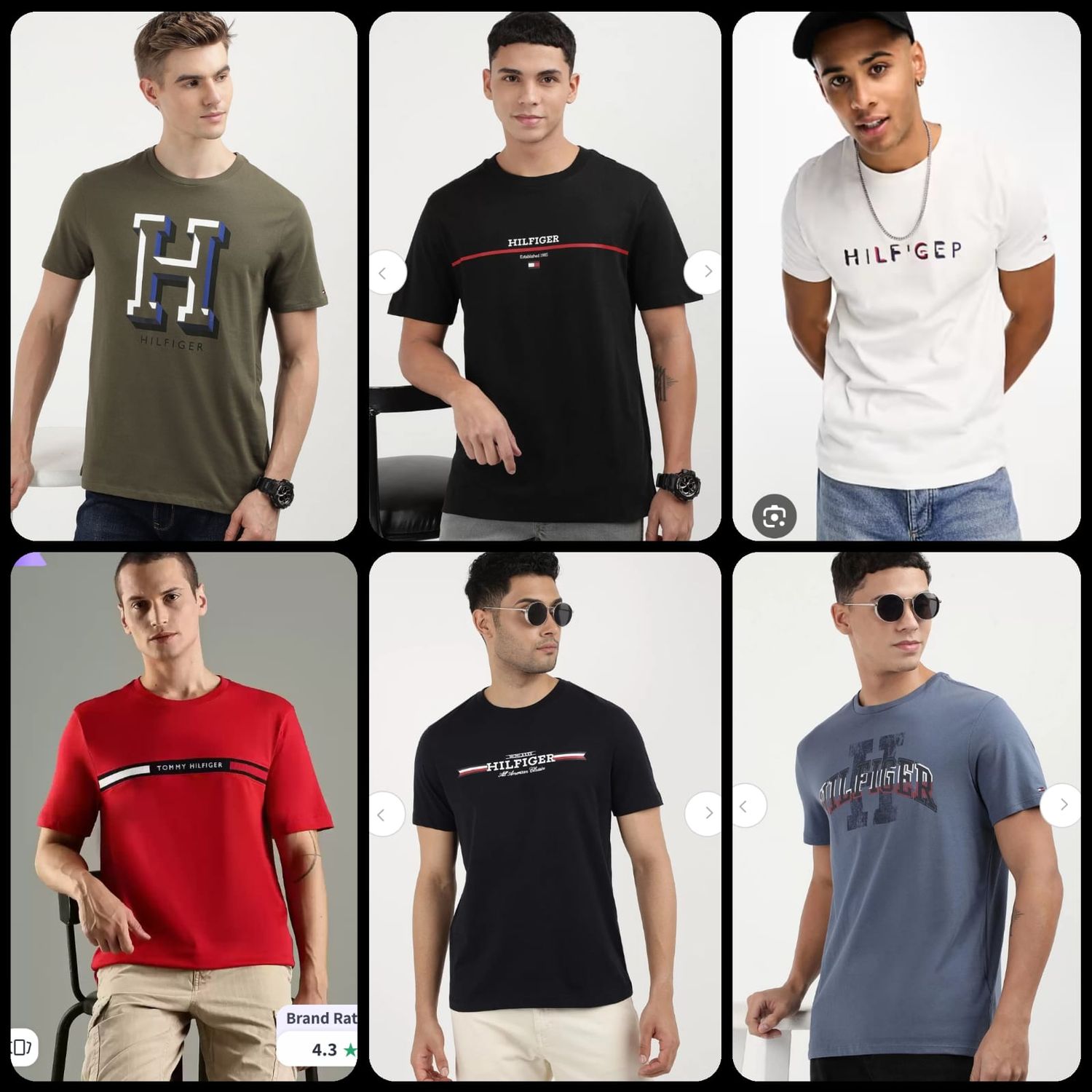 Tommy Hilfiger Premium Quality Lycra Crew Neck Half Sleeve Men&#39;s T-shirt - 62 Pc