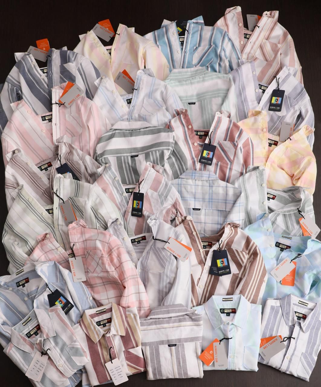 I  CAN KIDS COTTON  LENIN STRIPES &amp; CHECKS SHIRT -50 PC