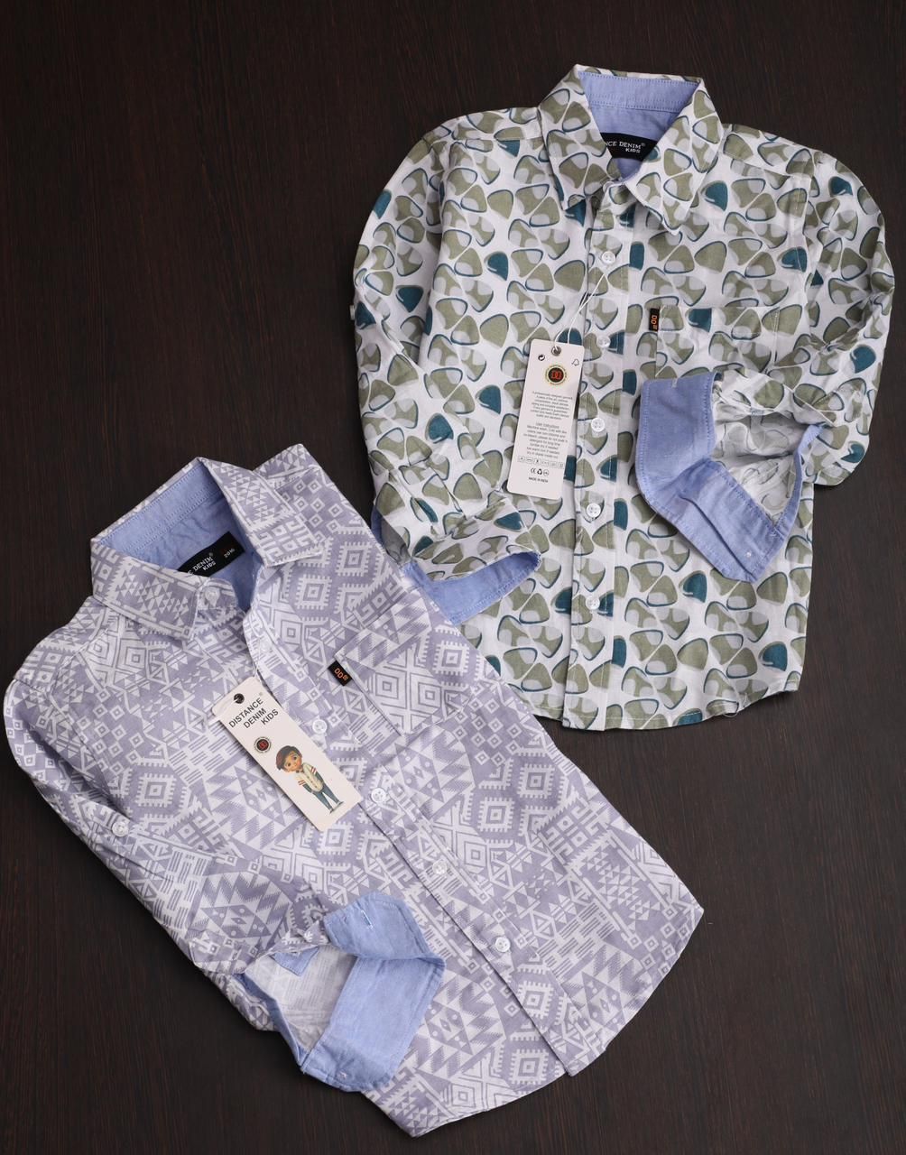 DISTANCE DENIM KIDS 100% COTTON  LENIN  PRINTED SHIRT -100 PC