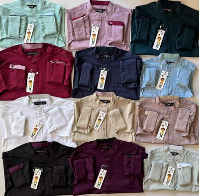 Distance Denim Premium Quality Cotton Collar Neck Full Sleeve Kids Shirt - 82 Pc