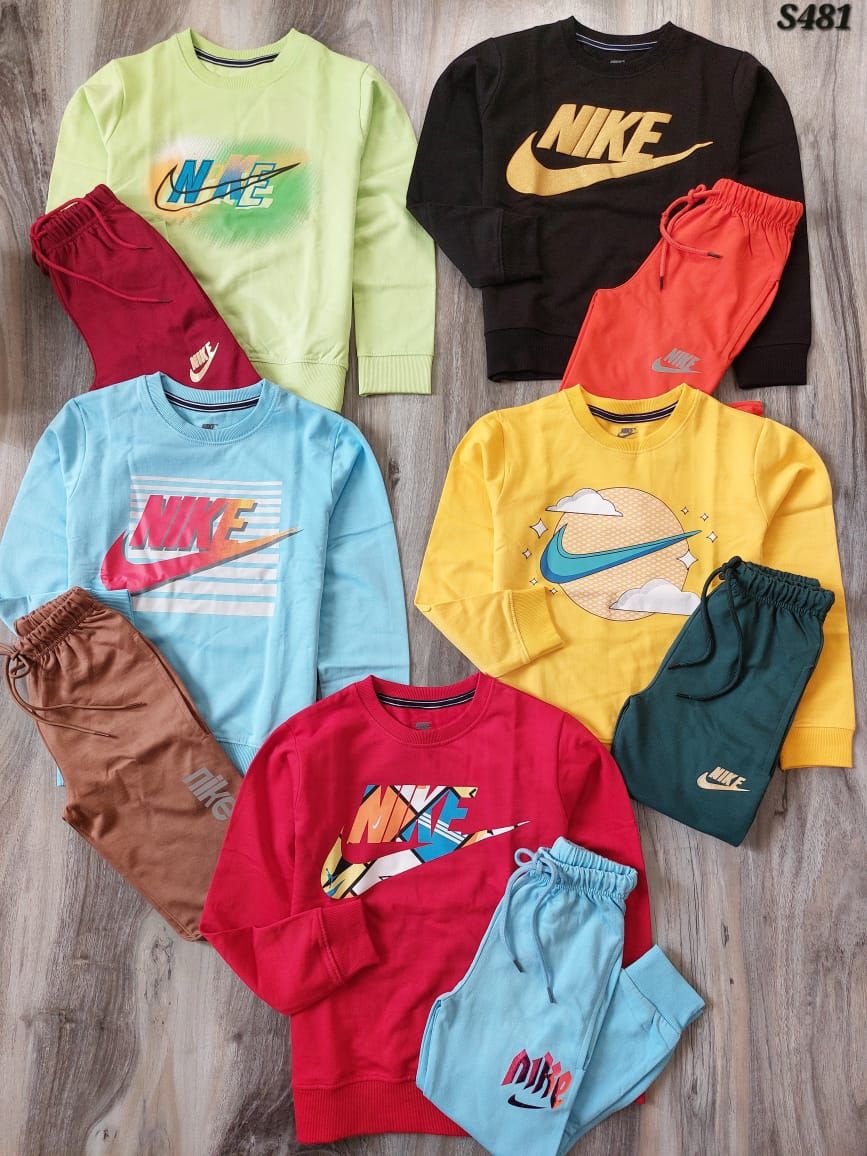 NIKE Premium Quality Cotton Round Neck Full Sleeve  T-shirt &amp; Track kids Sweatshirt &amp; Tracksuit - 60 Pc