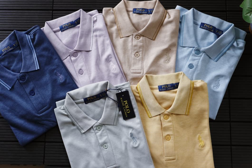 Ralph lauren Premium Quality Cotton Lycra Collar Neck Half Sleeve Men&#39;s Polo T-shirt - 56 Pc