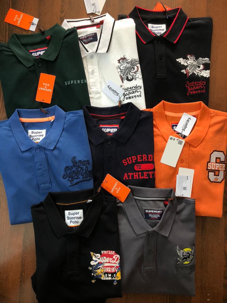 Superdry Premium Quality Cotton Collar Neck Half Sleeve Men&#39;s T-shirt - 58 Pc