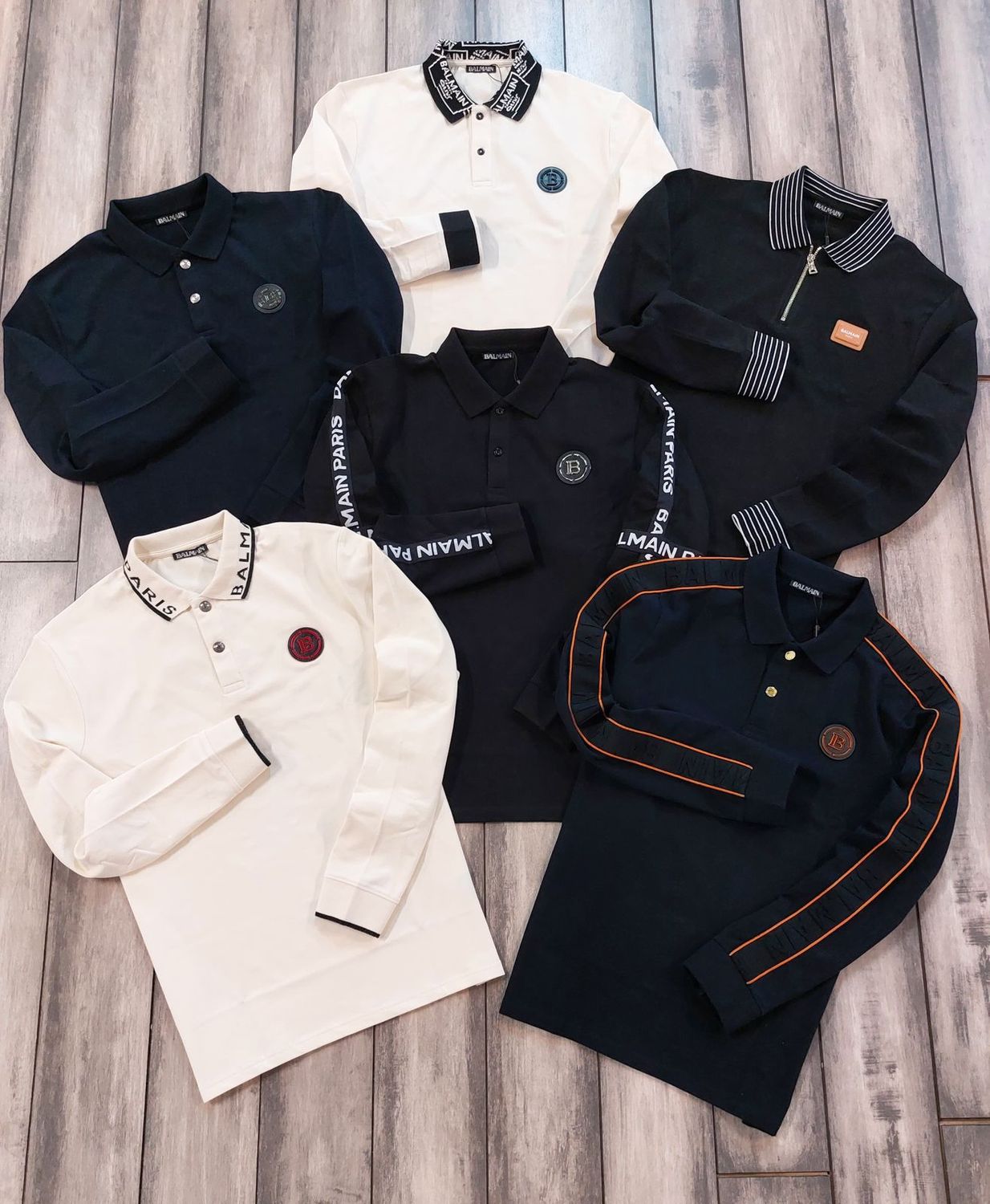Balmain Premium Quality  Collar Neck Full Sleeve  Men&#39;s T-shirt - 46 Pc