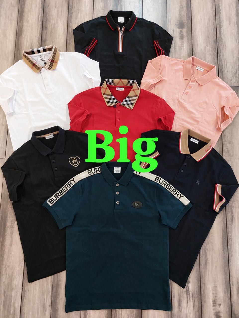 Burberry ( BIG SIZED ) Premium Quality Collar Neck Half Sleeve Men&#39;s Polo T-shirt - 45 Pc