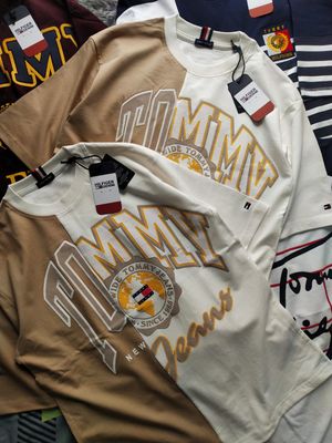 Tommy Hilfiger Premium Quality Cotton Oversized Dropshoulder Crew Neck Half Sleeve Men&#39;s t-shirt - 60 Pc