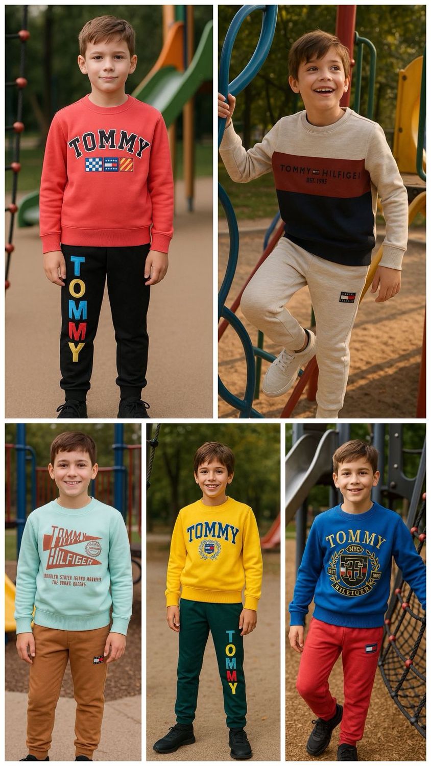 TOMMY HILFIGER Premium Quality Cotton Round Neck Full Sleeve Kids Sweatshirt &amp; Trackpant - 30 Pc