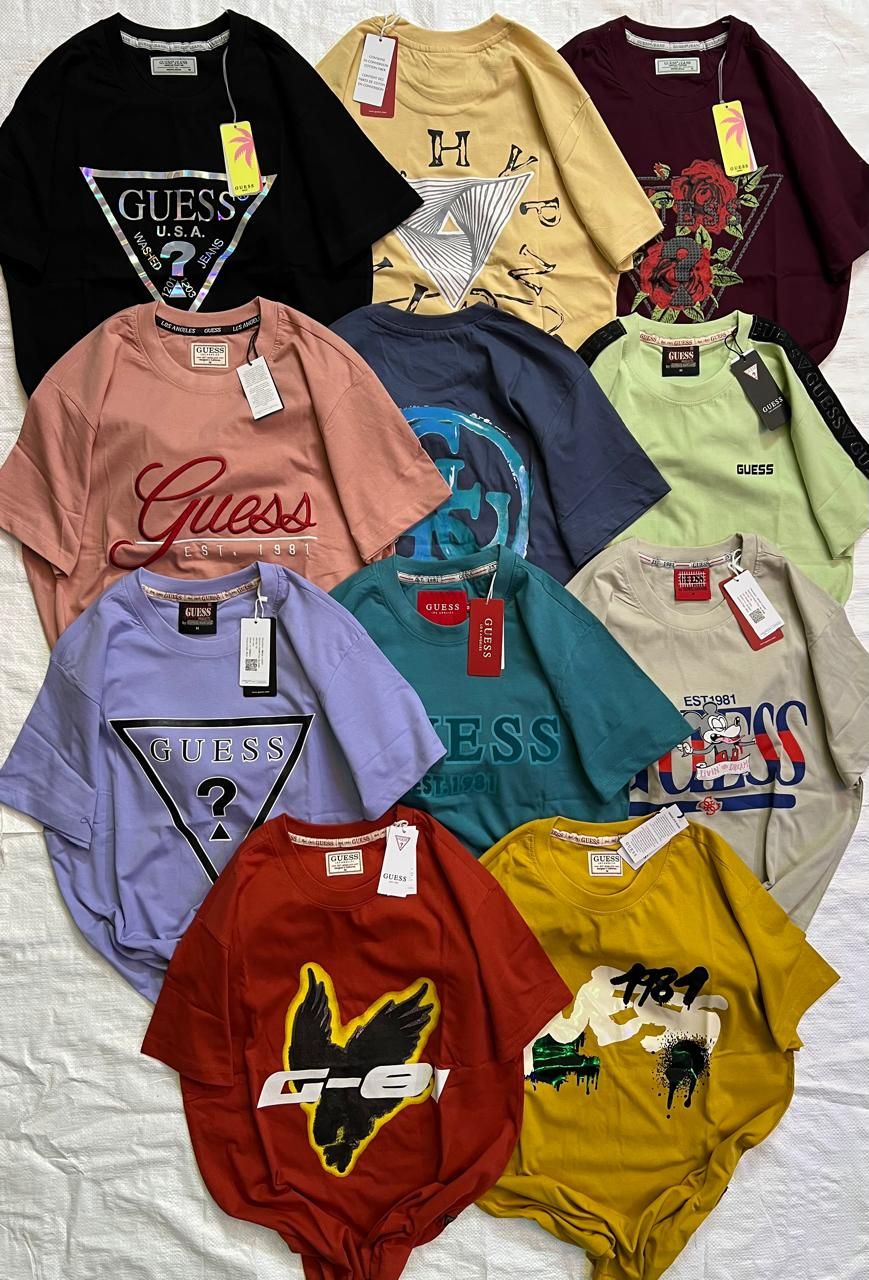 ​GUESS Premium Quality Cotton Round Neck Half Sleeve  Summer Men&#39;s T-shirt - 78 Pc