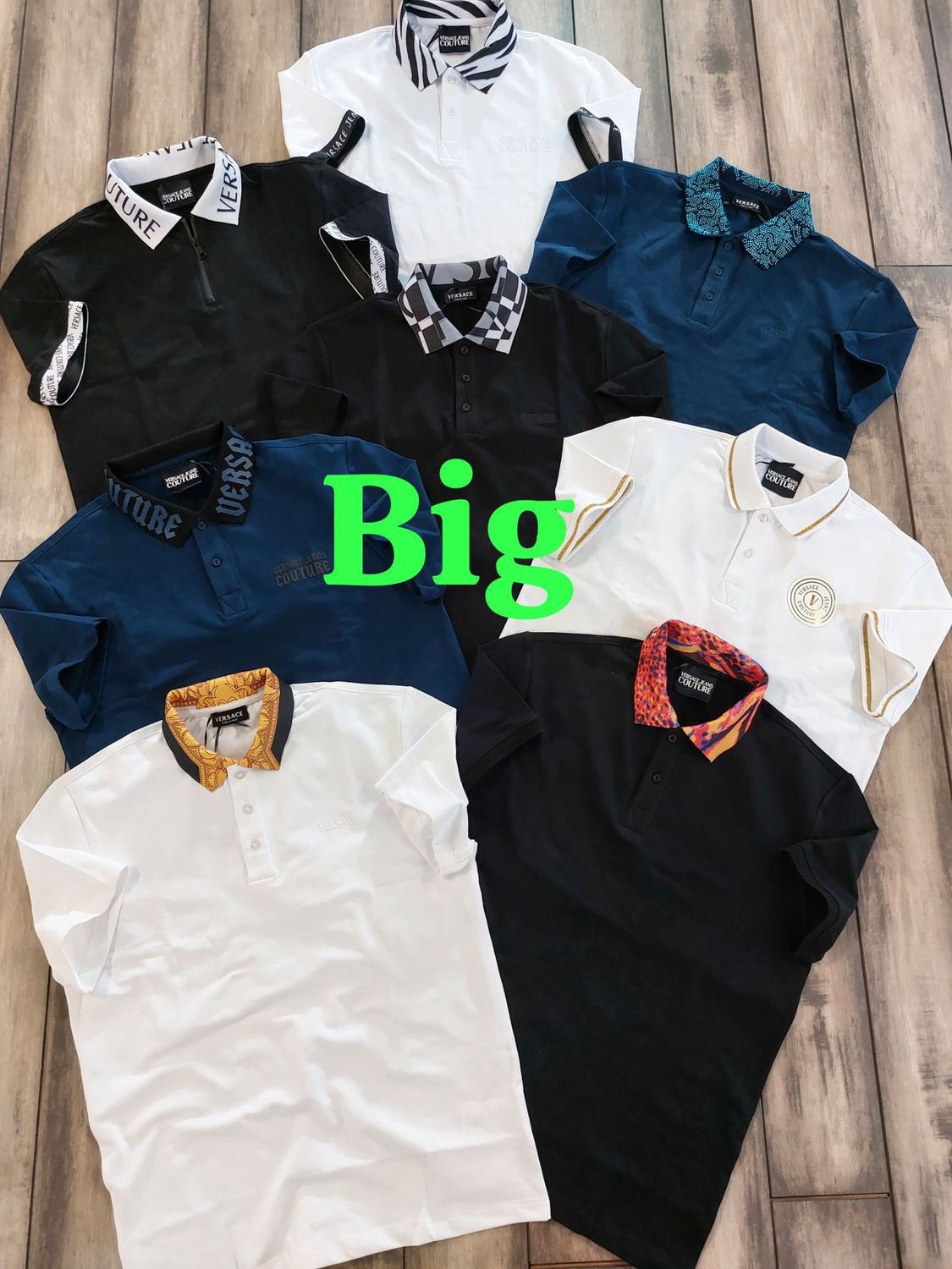 Versace ( BIG SIZE ) Premium Quality Collar Neck Half Sleeve Men&#39;s T-shirt - 50 Pc