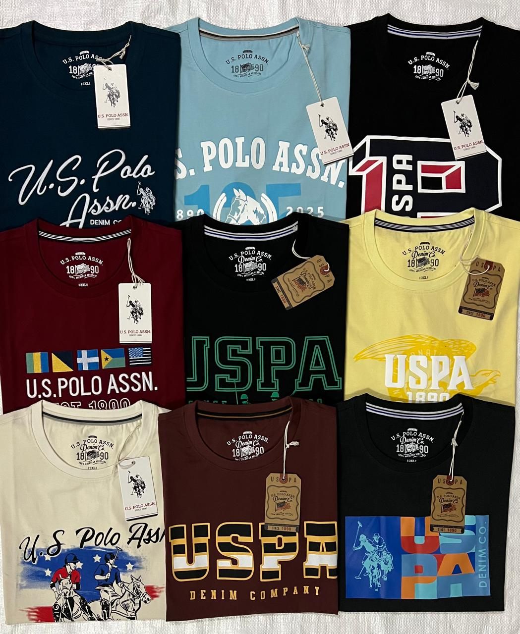 ​USPA ASSN/ DENIM Premium Quality Cotton Round Neck Half Sleeve Men&#39;s T-shirt - 48 Pc
