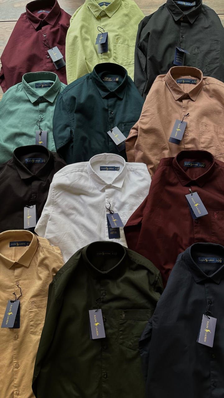 ​RALPH LAUREN Premium Quality Cotton Oxford Collar Neck Full Sleeve Men&#39;s Shirt - 48 Pc