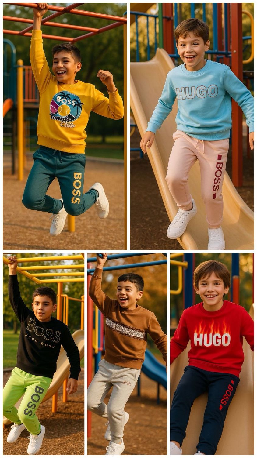 HUGO BOSS Premium Quality Cotton Kids Round Neck Full Sleeve Sweatshirt &amp; Track Pant - 60 Pc
