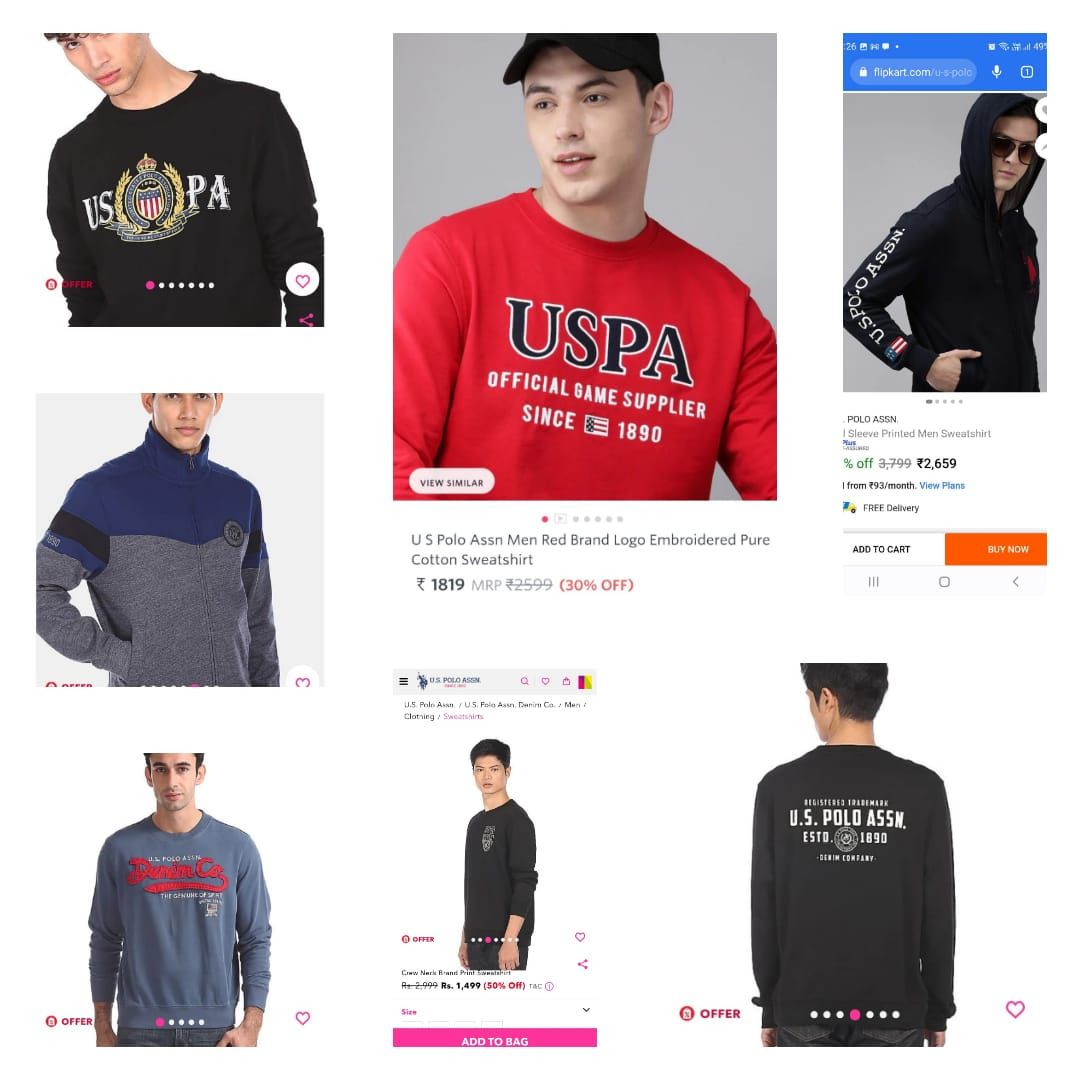 ​US - POLO ASSN Premium Quality Cotton Round Neck Full Sleeve Men&#39;s Sweatshirt - 100 Pc