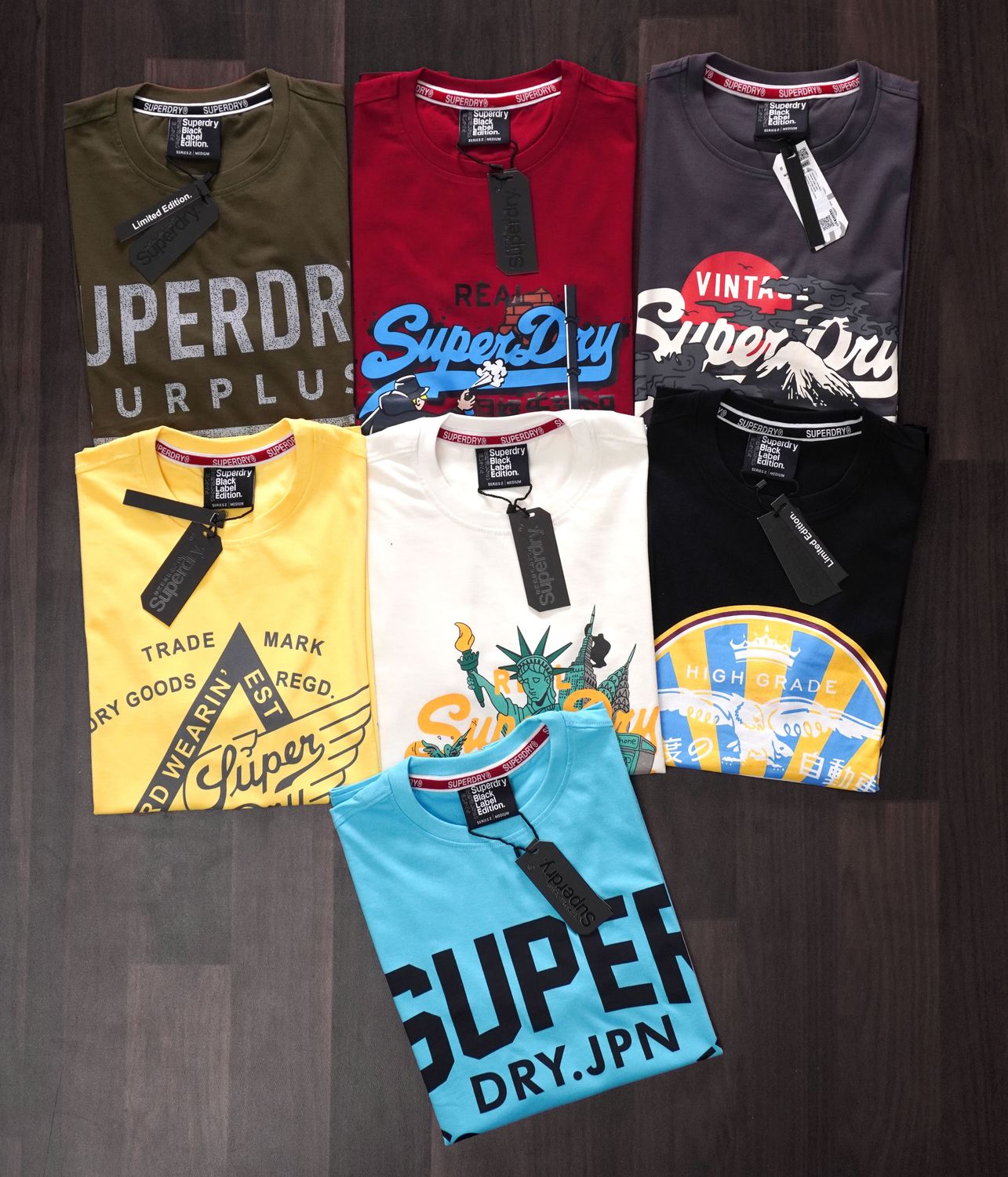 ​Superdry premium Quality Cotton crew neck Half Sleeve Men&#39;s T-shirt - 46 Pc