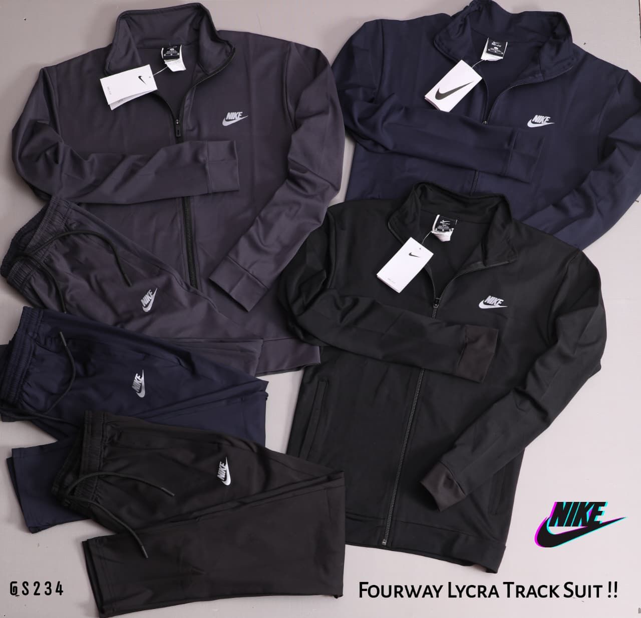 NIKE Premium Quality Sports Wear 4Way Butter Lycra Men&#39;s Tracksuit - 30 Pc