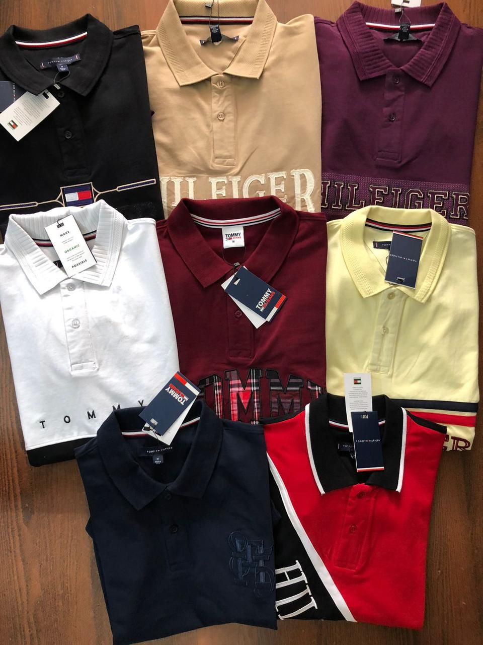 ​Tommy Hilfiger Premium Quality Lycra Collar Neck Half Sleeve Men&#39;s T-shirt - 66 Pc