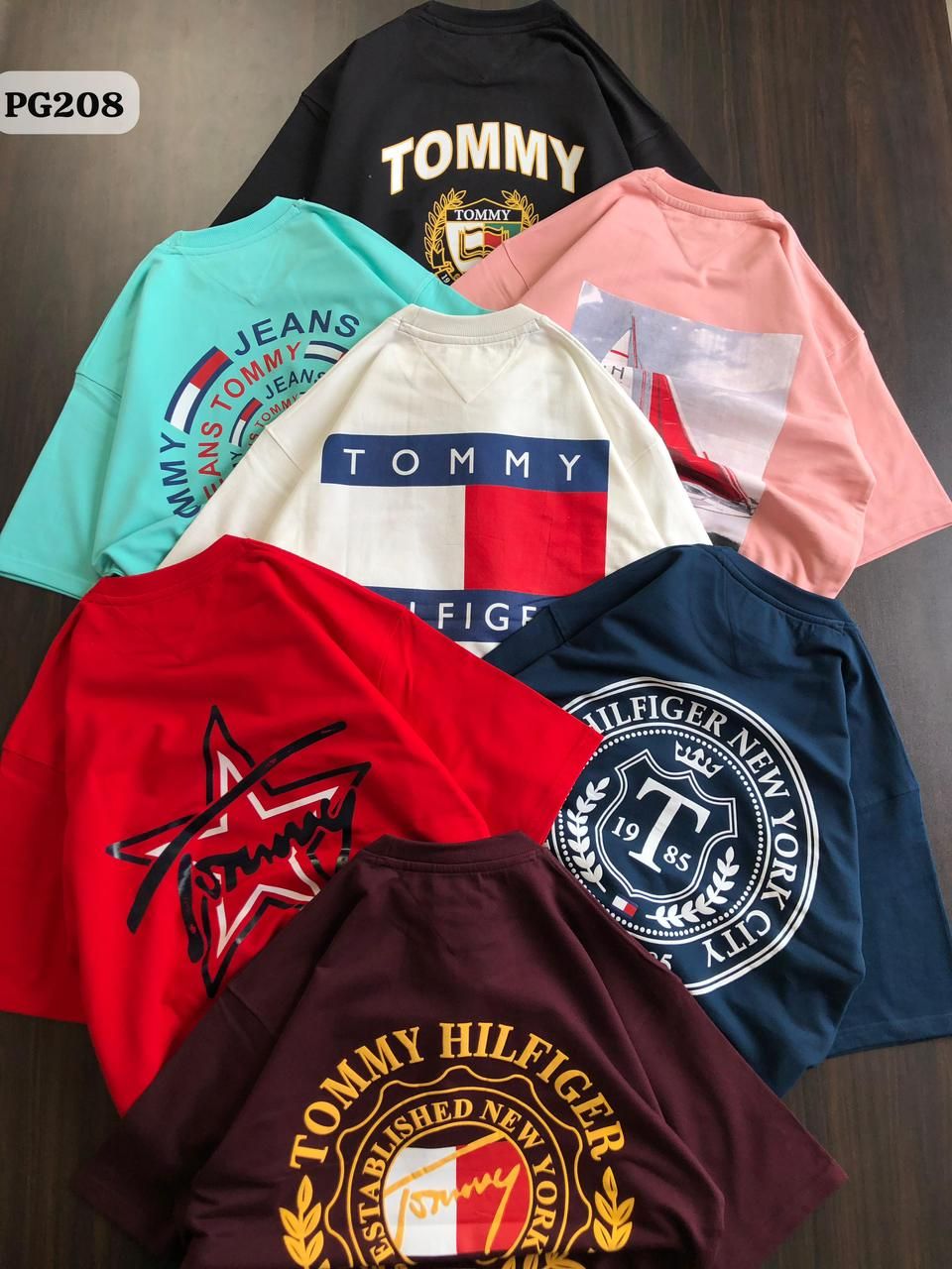 Tommy Hilfiger Premium Quality Oversized Drop shoulders Round Neck Half Sleeve Men&#39;s T-shirt - 64 Pc