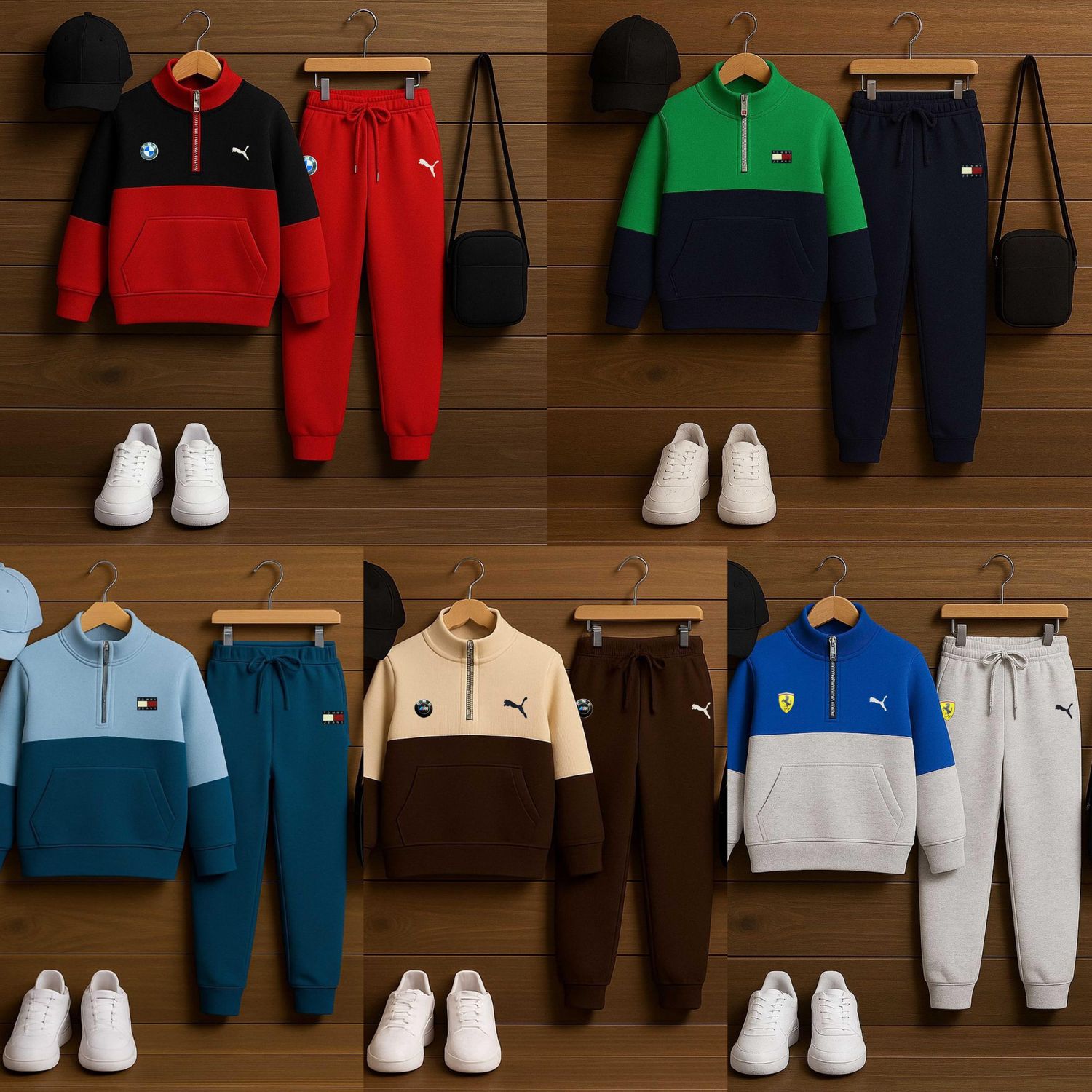 PUMA &amp; TOMMY Premium Quality Cotton  Kids Hi Neck Tracksuit - 60 Set