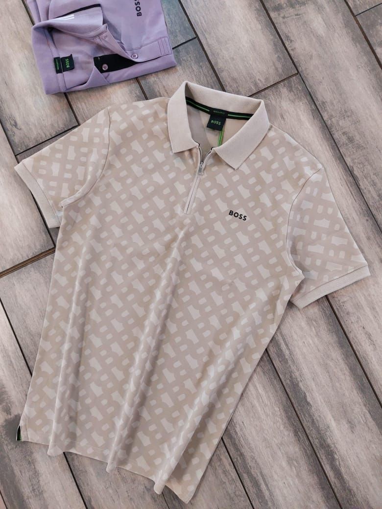 ​BOSS Premium Quality Collar Neck Half Sleeve Men&#39;s T-shirt- 68 Pc