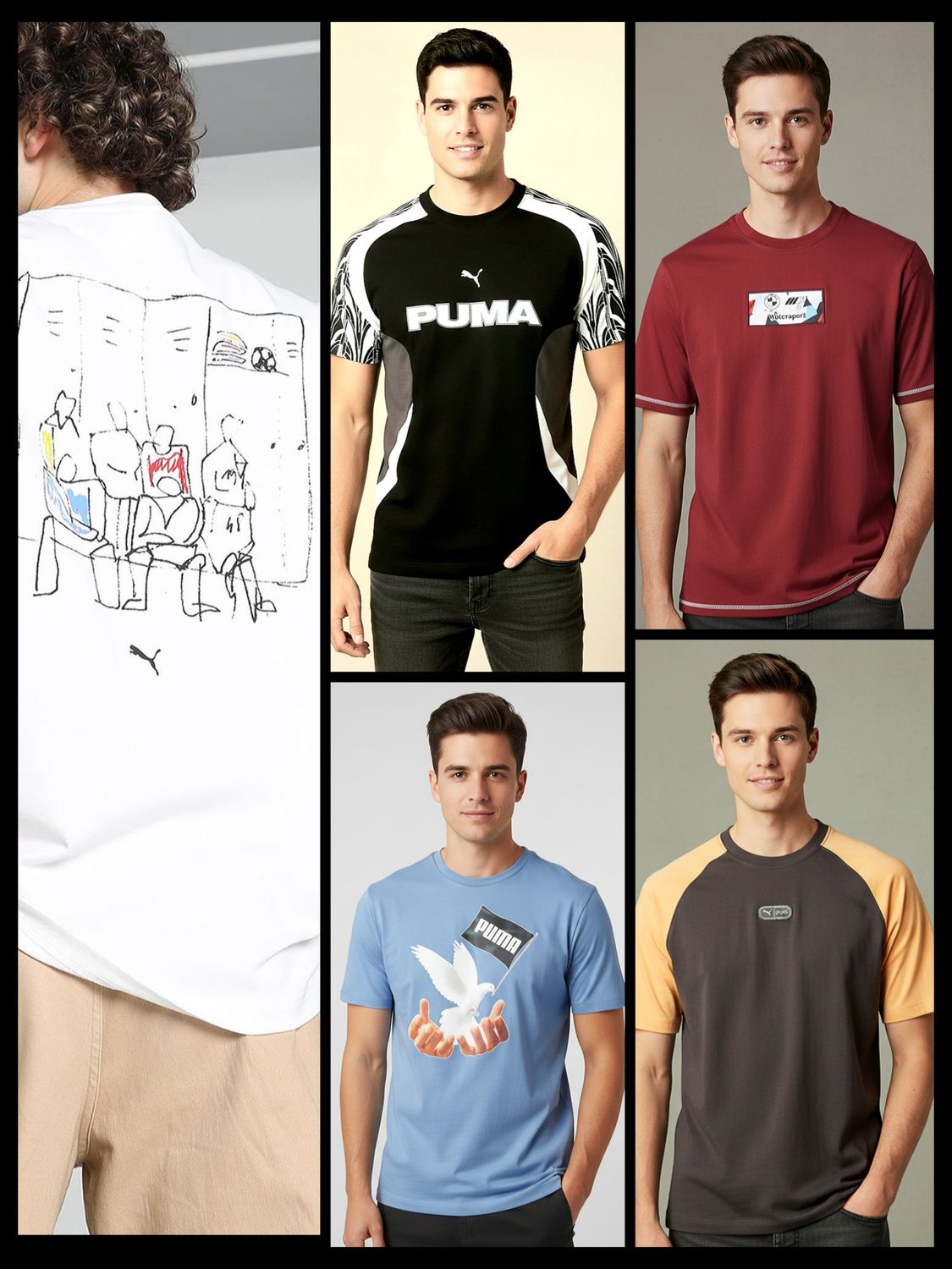 PUMA Premium Quality Cotton Round Neck Half Sleeve Men&#39;s T-shirt - 62 Pc