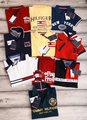 ​Tommy Hilfiger Premium Quality Cotton Collar Neck Half Sleeve Kids's Polo T-shirt - 55 Pc