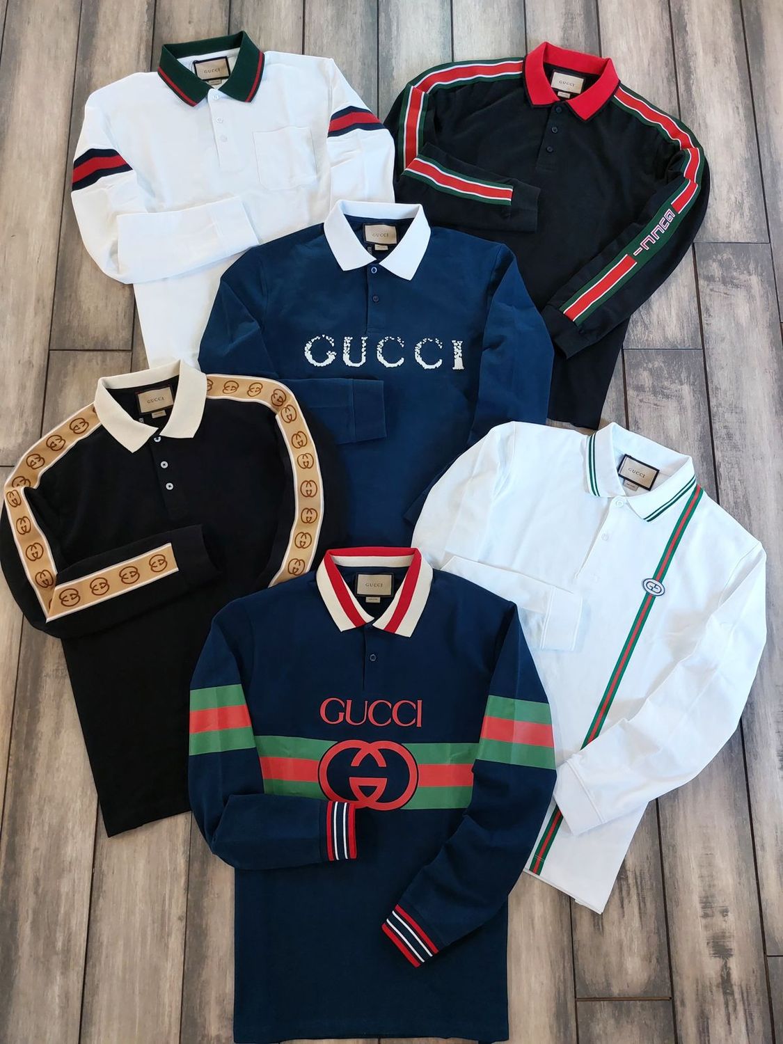 Gucci Premium Quality Collar Neck Full Sleeve Men’s Polo T-Shirts - 46 Pc