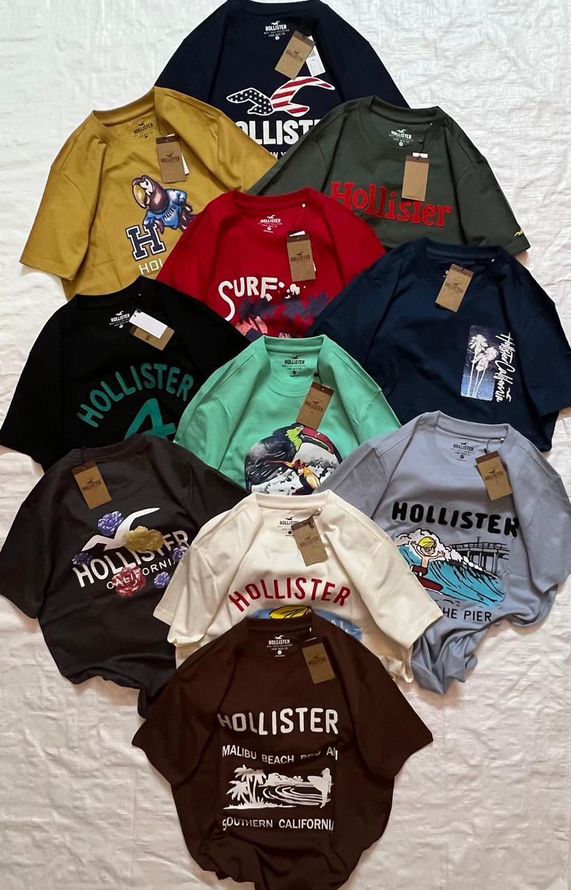 ​Hollister Premium Quality Cotton Crew Neck Half Sleeve Men&#39;s T-shirt - 80 Pc