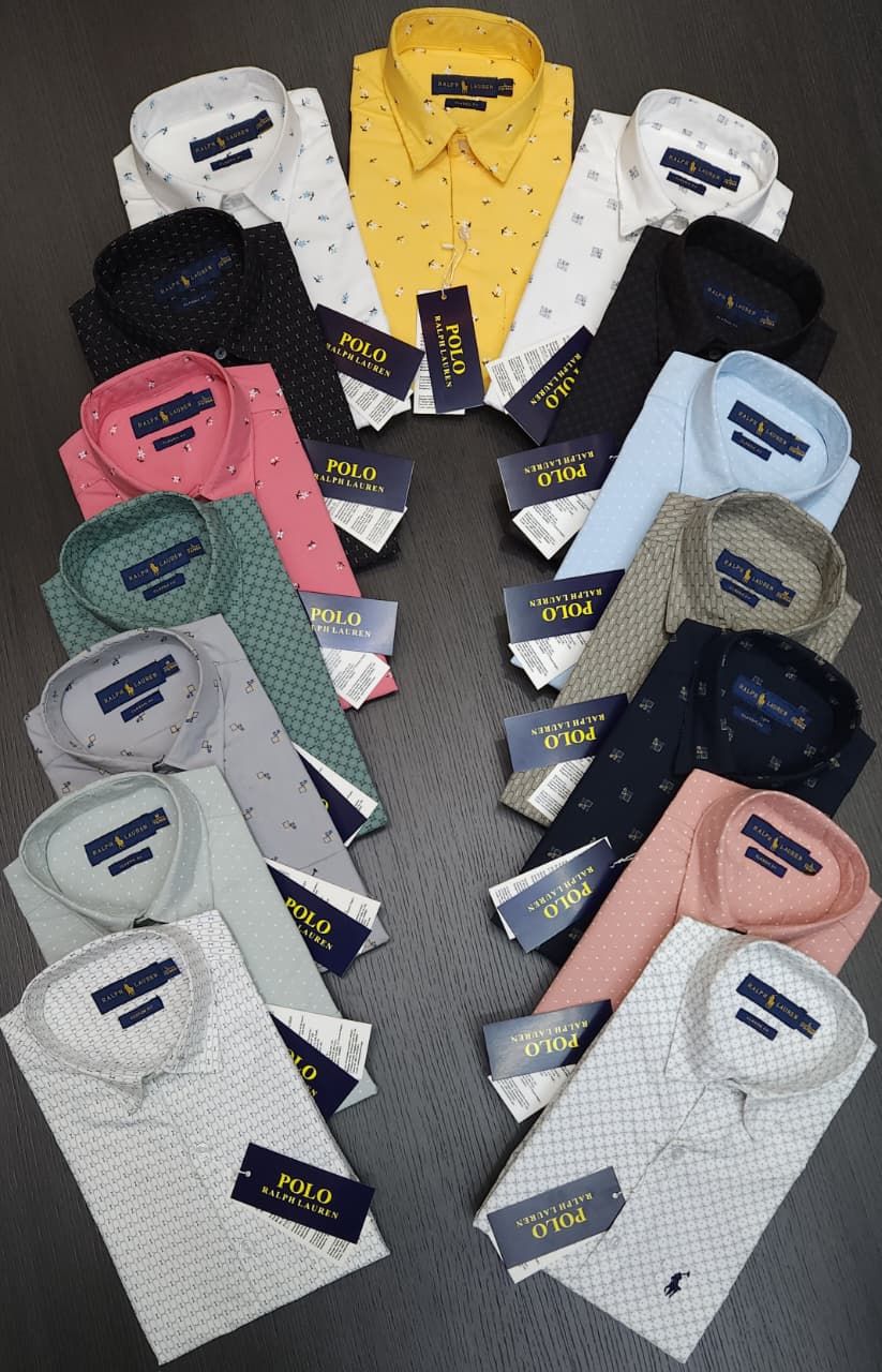 RL POLO Premium Quality Collar Neck Full Sleeve Men&#39;s Shirt - 64 Pc