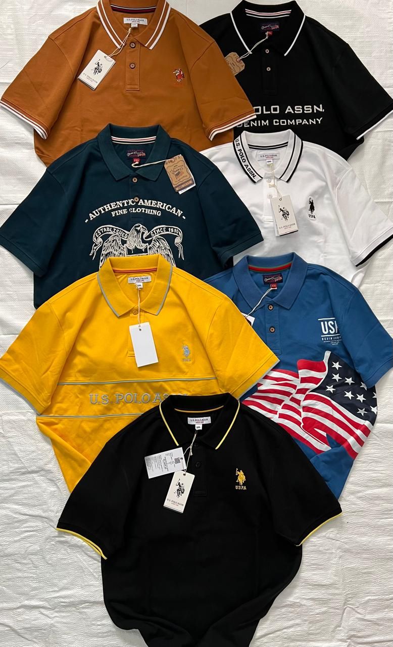 ​USPA Premium Quality Cotton Collar Neck Half Sleeve Men&#39;s T-shirt - 45 Pc